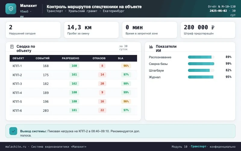 Отчёт за период — Система Малахит